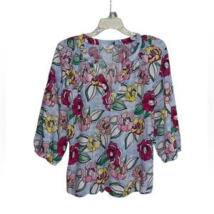 Crown & Ivy Floral Blouse - Bold Beautiful - Garden Party Blouse Size Large